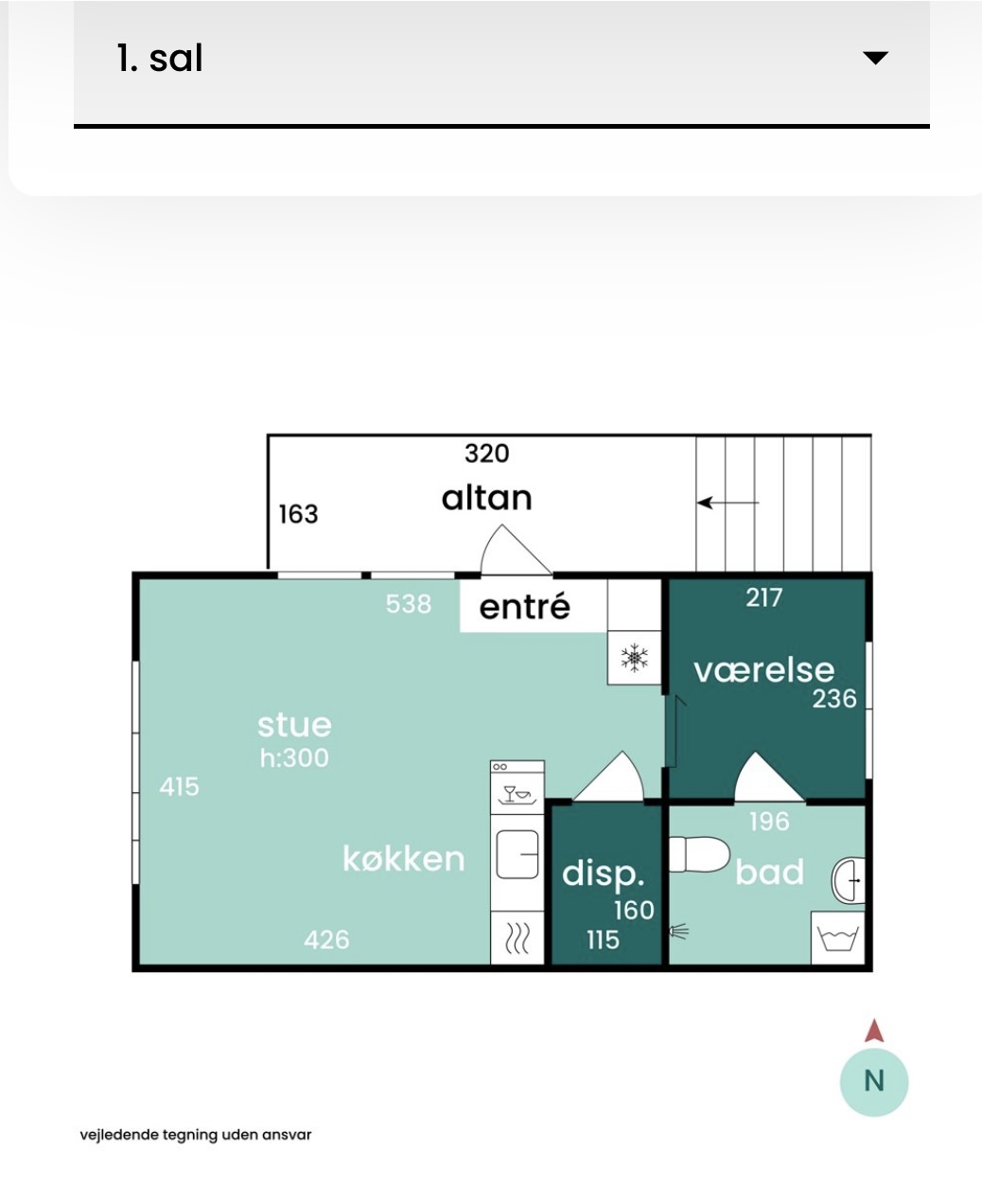 2 værelses lejlighed